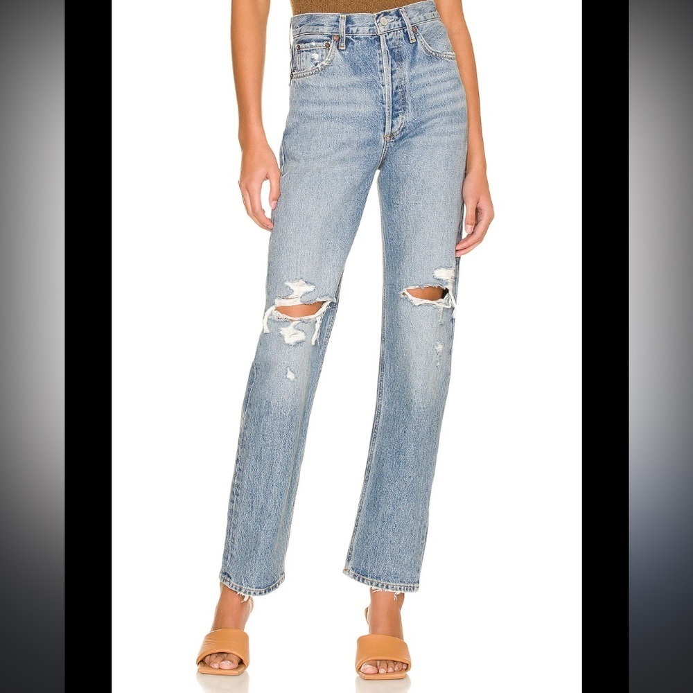 AGOLDE 90s pinch distressed fray classic denim jeans revolve casual fall $198